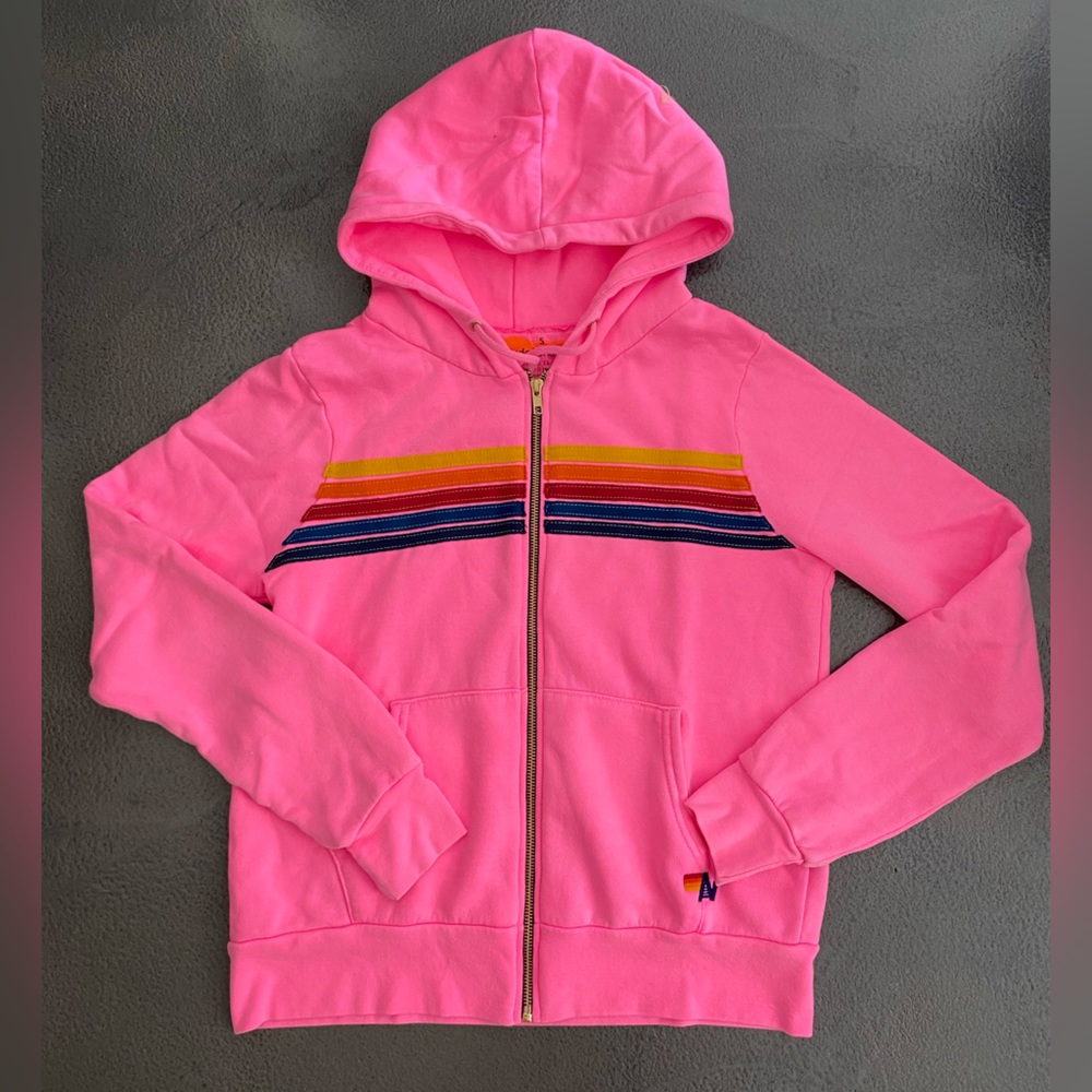 AV Nation Neon Pink 5 Stripe Zip Up